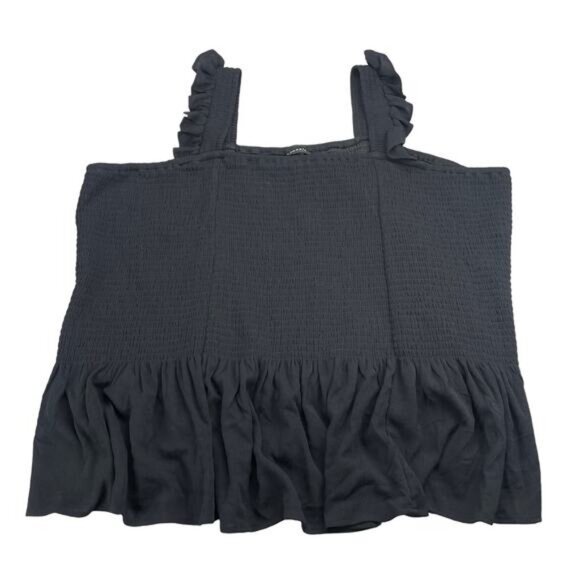 Torrid Smocked Crinkle Peplum Tank Top In Black Size 5X - Picture 4 of 8